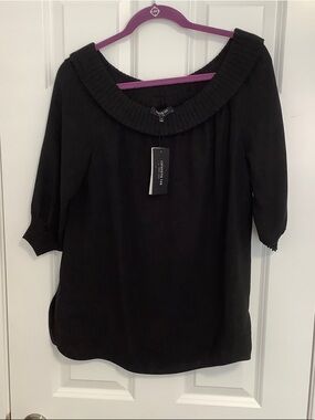 Lafayette 148 New York Black Silk Top